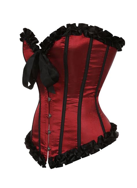 Burgundy Bridal Bow Satin Overbust Corset