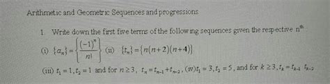 Answered Arithmetic And Geometric Sequences And Bartleby