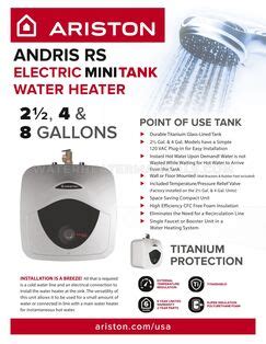 Ariston Andris Rs U Water Heater Specifications Sheet Water Heater