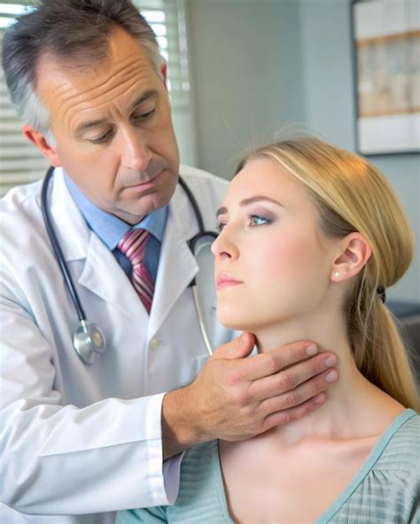 Premium Photo A Doctor Checks A Patients Thyroid Glandhyperthyroidism