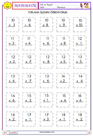 S N F Matematik Toplama Lemi Etkinli I Meb Ders