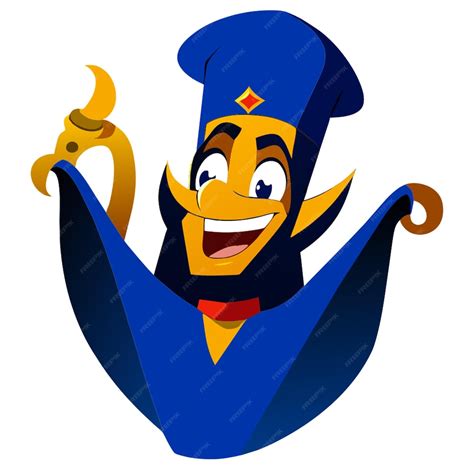 vector genie  aladdin cartoon character sticker vector illustration