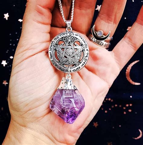 Amethyst Protection Amulet Pentacle Jewelry Amethyst Amulet