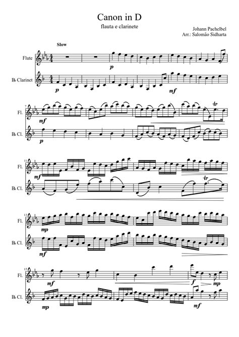 Canon In D Flute And Piano By Johann Pachelbel Sheet Music Collection Solo Accompaniment Print