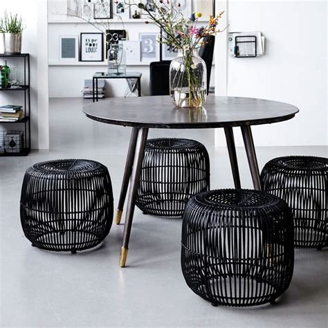 Pouf Tabouret Rotin Noir House Doctor Modern He B Kdesign