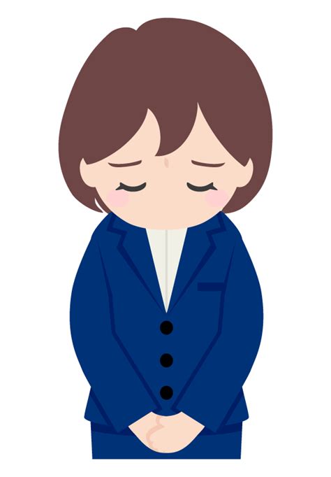 謝る・謝罪をする女性会社員のイラスト 無料のフリー素材 イラストエイト