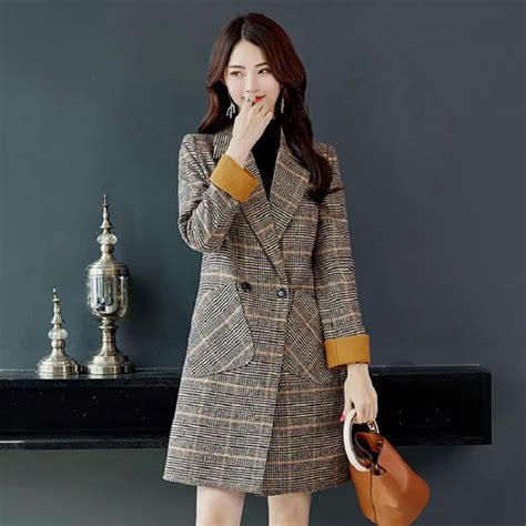 Female Long Wool Jackets For Autumn Women Loose Woolen Coat Brown