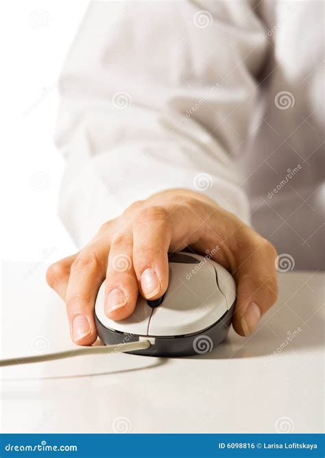 Hand With Computer Mouse Stock Photo Image Of Hold Isolated 6098816