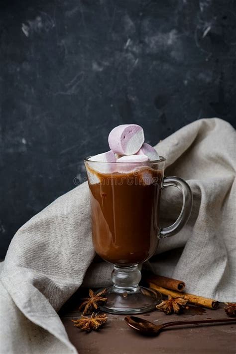 Hot Cocoa In A Transparent Mug With Spices Stock Photo Image Of Dessert Merry