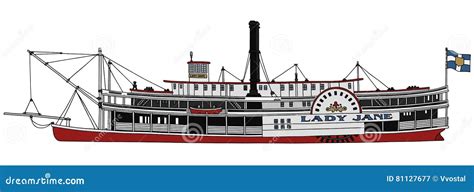 Old Steam Paddle Riverboat Stock Vector Illustration Of Water 81127677