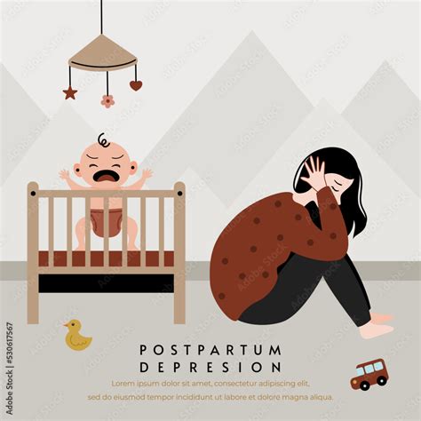 Postpartum Depression Awareness Poster Vector Flat Concept Stock Vector