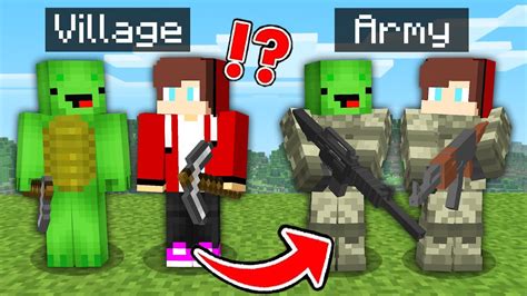 Jj And Mikey From Village To Army In Minecraft Maizen Youtube