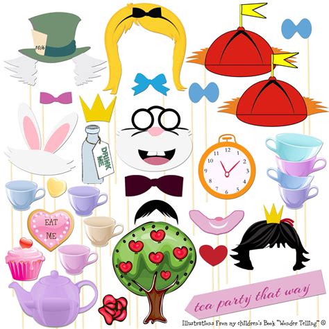 Photo Booth Props 30 Piece Alice In Wonderland Alice In Wonderland