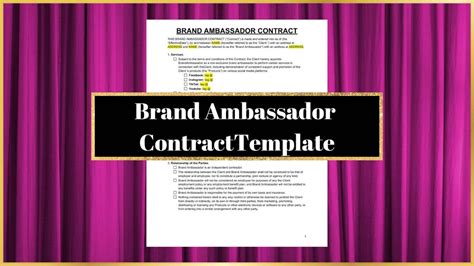 Brand Ambassador Contract Template Etsy