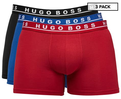 Hugo Boss Men S Cotton Stretch Boxer Briefs 3 Pack Red Blue Black