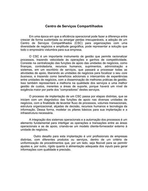 Centro de serviços compartilhados PDF