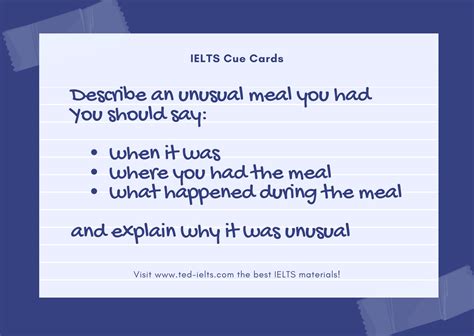 Describe An Unusual Meal You Had IELTS Speaking Part 2 TED IELTS