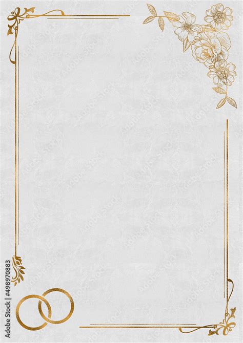 Stockillustratie Wedding Invitation Background With Golden Floral Frame