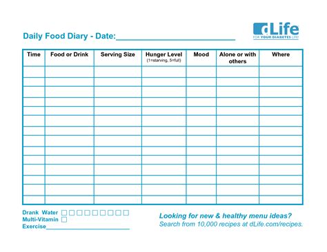 10 Free Printable Food Diary Template Images Journal Food Diary