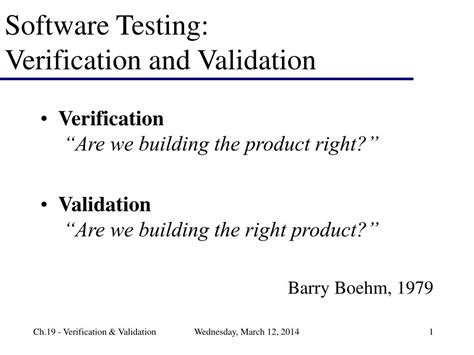 Ppt Software Testing Verification And Validation Powerpoint