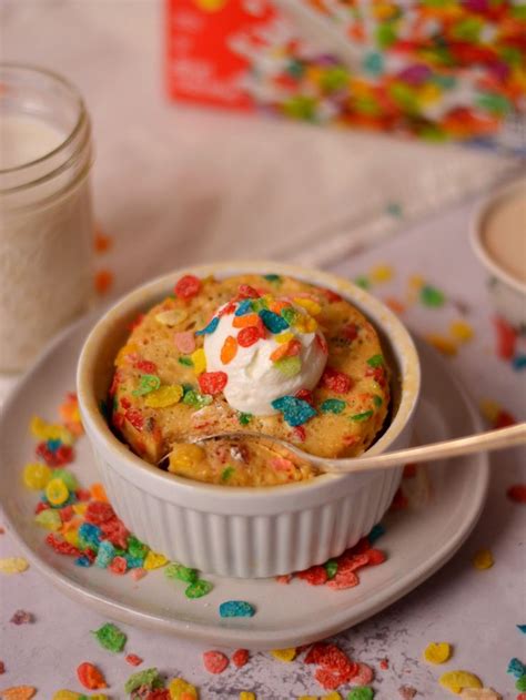 Fruity Pebbles Protein Mug Cake Recipe Protein Mug Cakes Fruity