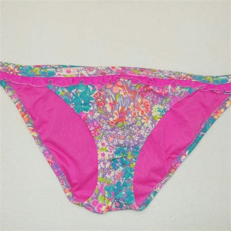 Victoria S Secret Swim Victorias Secret Hot Pink Floral Smocked Bikini Poshmark