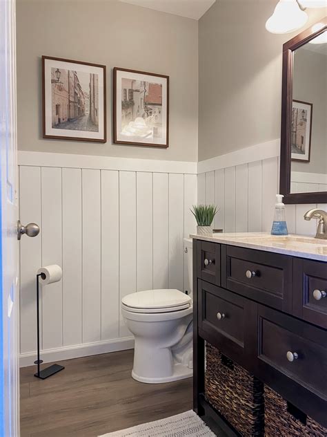 Half Bathroom Makeover With Vertical Shiplap Wall Come Stay Awhile By