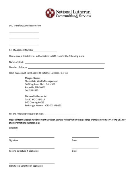 Fillable Online Dtc Transfer Authorization Form Fax Email Print