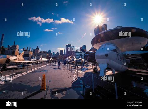 View Of A Grumman E 1 Tracer Parked On The Flight Deck Of The Aircraft Carrier Uss Intrepid