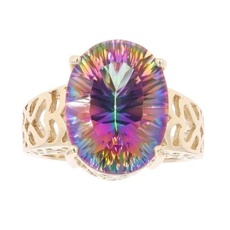 9ct Yellow Gold Mystic Topaz Single Stone Ring Rams966318932001