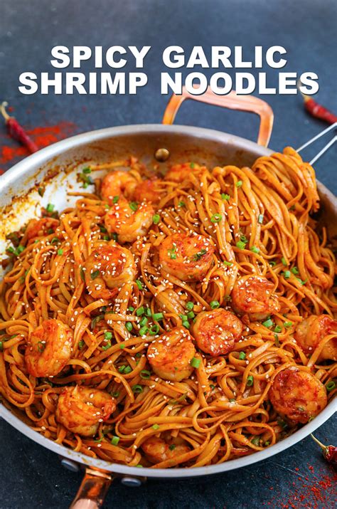 Quick Spicy Garlic Shrimp Noodles Recipe And Video Seonkyoung Longest