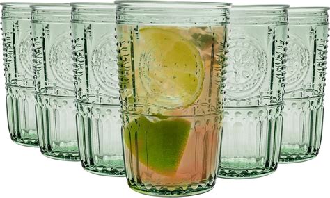 Bormioli Rocco Romantic Set Of 6 Cooler Glasses 16 Oz Colored Crystal Glass