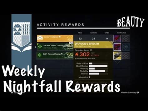 Destiny Nightfall Rewards X Exotic Weapons Valus Ta