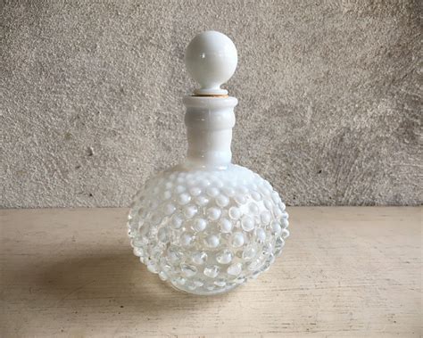 Fenton White Hobnail Glass Perfume Bottle With Stopper Opalescent