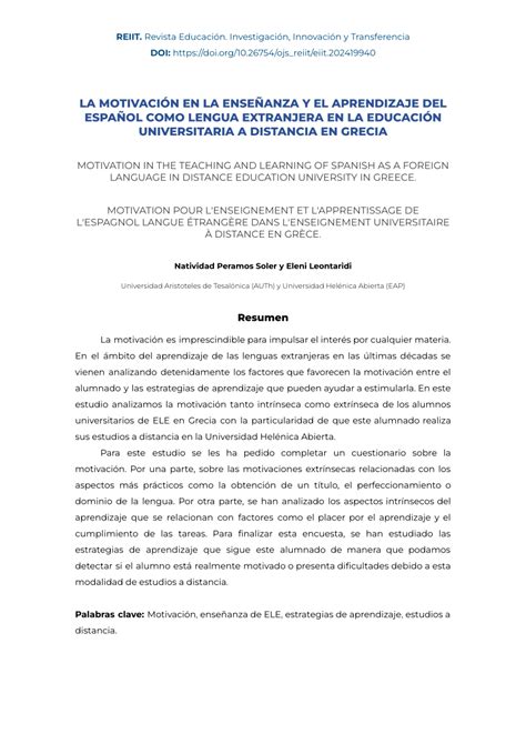 PDF La motivación en la enseñanza y el aprendizaje del español como