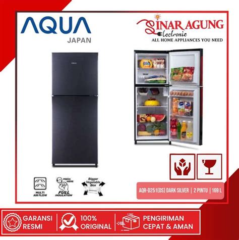 Promo Aqua Japan Aqr D Ds Aqr D Ds Kulkas Pintu Dark Silver