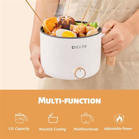 Buy Dezin Electric Hot Pot With Steamer 1 5L Non Stick Ramen Cooker 2