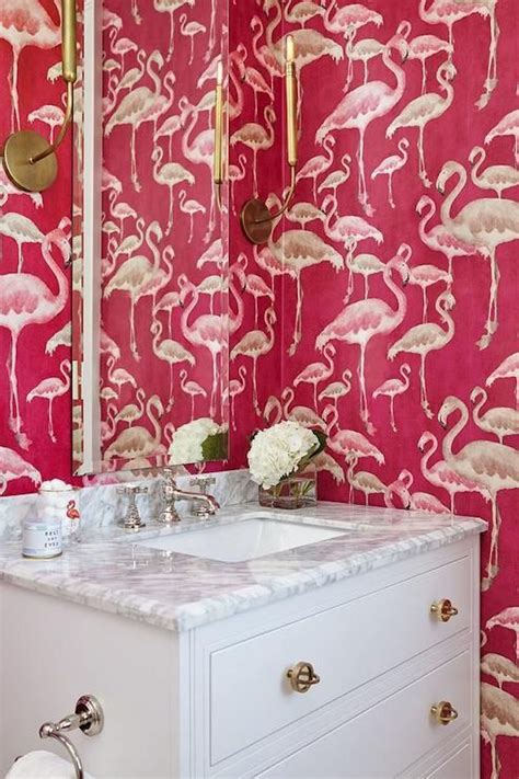 Pink Flamingo Wallpaper Bathroom