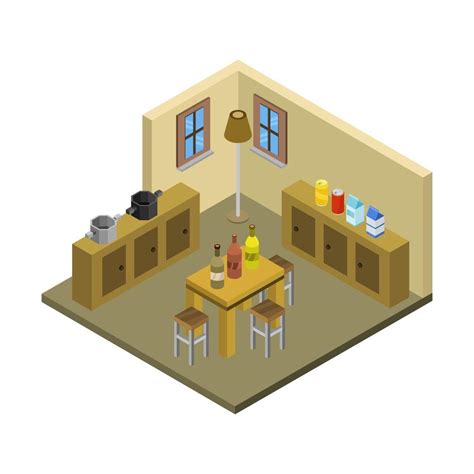 Isometric Kitchen Room 2410646 Vector Art at Vecteezy