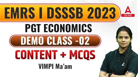 Emrs Dsssb Pgt Economics Classes Economics By Vimpy Ma Am Youtube