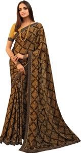 Buy Jvg Creation Printed Digital Print Bollywood Georgette Lace Brown