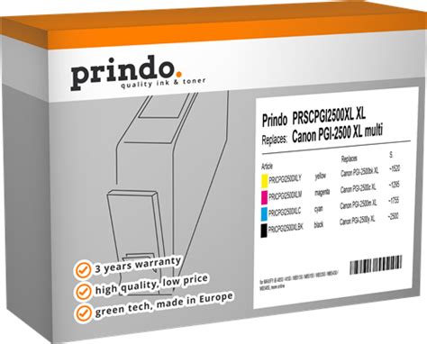 Prindo Classic Xl Multipack Schwarz Cyan Magenta Gelb Prindo De