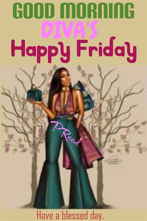 a happy friday card with a woman holding shopping bags