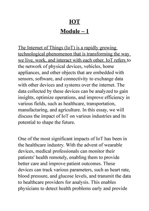 Iot Module 1 Notes Iot Module 1 The Internet Of Things Iot Is A