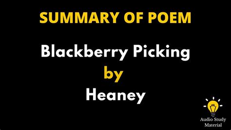 Summary Of Poem Blackberry Picking By Heaney Blackberry Picking