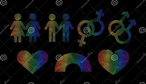 Dynamic Line Wave Pride Lgbtq Icon Set Lgbtq Related Symbols Set In