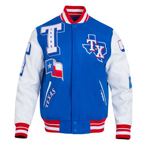 Royalwhite Mlb Classic Rib Texas Rangers Mashup Varsity Jacket