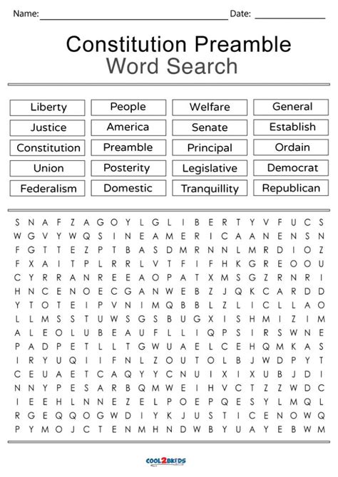 Constitution Day Word Search Printable Word Search Maker