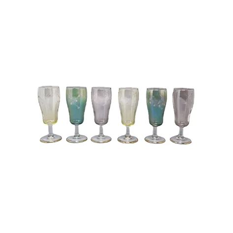 Set 6 Bicchieri Vintage In Cristallo Anni 60 Deesup