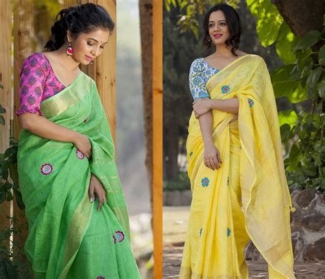 Saree With Contrast Blouse Feature Image • Keep Me Stylish